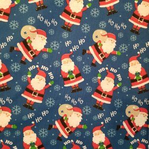 Christmas Fabric Santa Claus Snowflake Santee Holiday Blue 44x72 Crafting Sewing